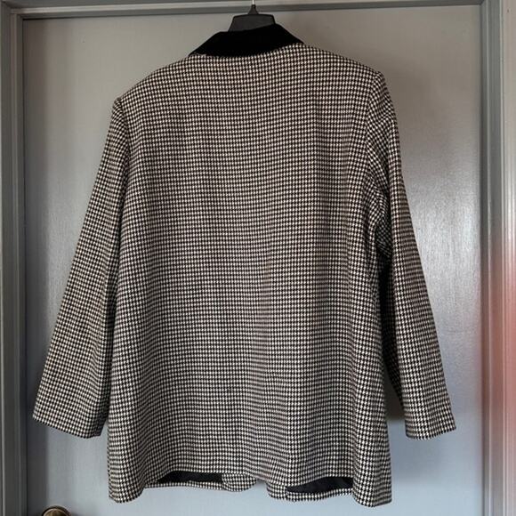 Vtg Sag Harbor Woman sz 22W Black White Houndstooth Wool Blend Blazer Jacket - Picture 2 of 5